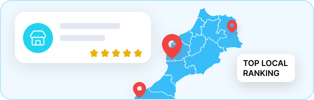 Illustration du référencement local au Maroc avec une carte et des points de localisation